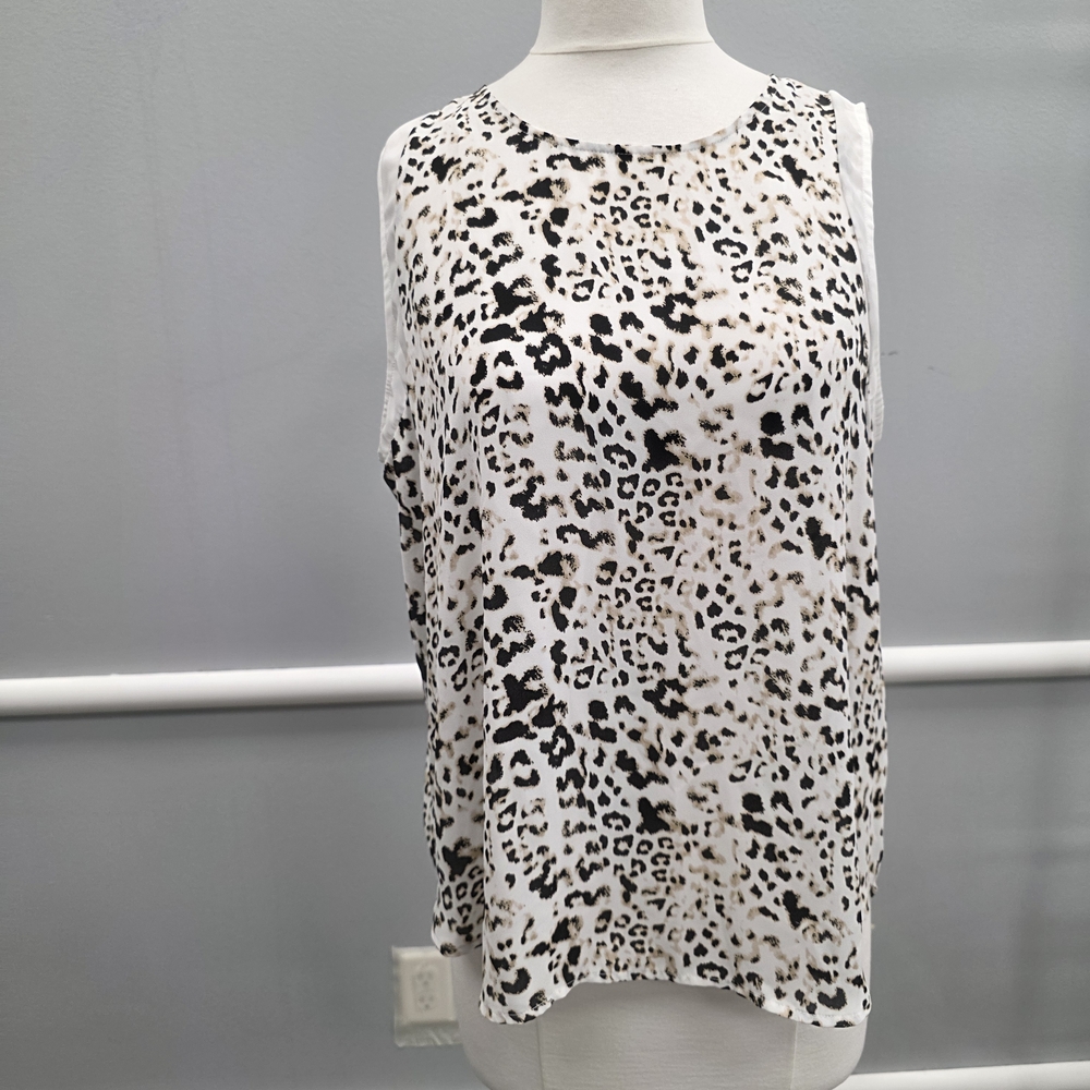 Vince Camuto Black and White Animal Print Tank Top